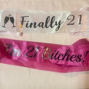 Pink and White 21st Birthday Sashes and Shot Holder